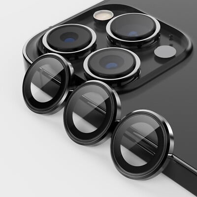 Picture of Apple iPhone 15 Pro Ring Camera Lens Protector 360 Degree Premium HD Protection Camera Aluminum Alloy Edge Tempered Glass [Installation Tray] [HD Clear] Camera Protector