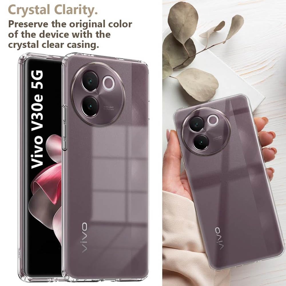 Picture of vivo V30e 5G Silicone Clear Case Soft Flexible TPU Rubber Bumper Shockproof Corners Transparent Clear Back Cover