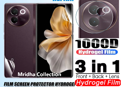 Picture of 3in1 Protector Combo Pack for vivo V30e 5G (Front Hydrogel Screen Protector Poly + Back Hydrogel Poly Protector + Camera Lens Protector)