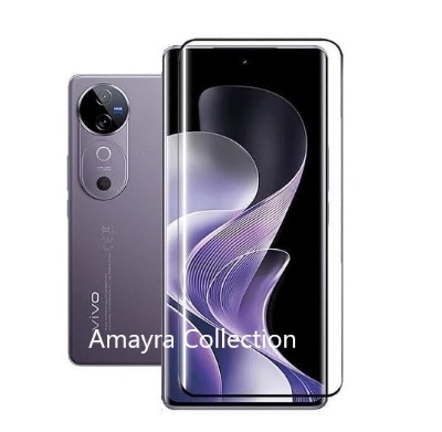 Picture of vivo V40 Pro 5G Full Glue 9D Curved Tempered Glass Screen Protector Edge to Edge Fit Protection Tempered Glass (Black)