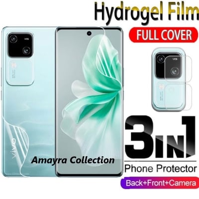 Picture of 3in1 Protector Combo Pack for vivo V30 Pro 5G (Front Hydrogel Screen Protector Poly + Back Hydrogel Poly Protector + Camera Lens Protector)