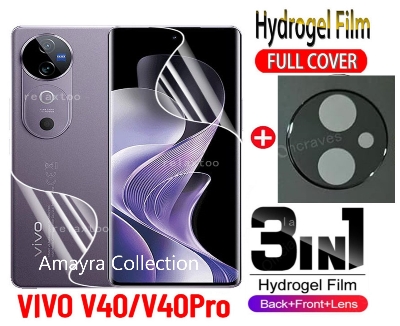 Picture of 3in1 Protector Combo Pack for vivo V40 Pro 5G (Front Hydrogel Screen Protector Poly + Back Hydrogel Poly Protector + 3D Camera Lens Protector)