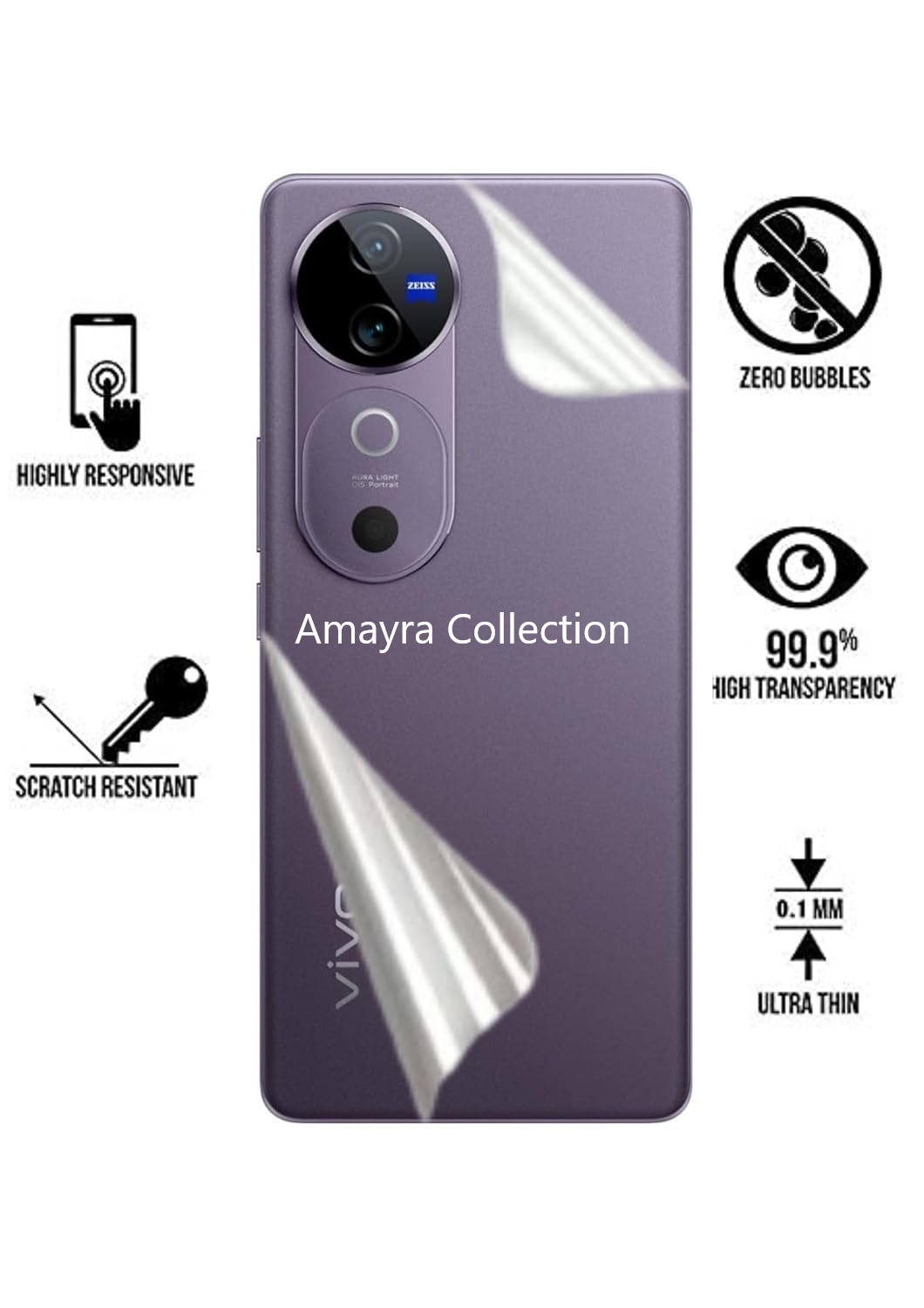Picture of vivo V40 Pro 5G TPU Protective Film Hydrogel Back Poly Protector Screen Protector Anti-Shatter / High Definition (Back Poly)