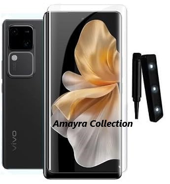 Picture of vivo V30 5G (A+ GRADE) Premium UV Tempered Glass Screen Protector Curved with Liquid Glue and UV Light -Transparent Clear