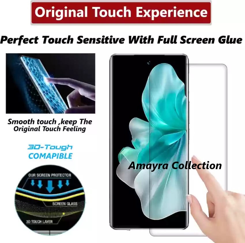 Picture of vivo V30 5G (A+ GRADE) Premium UV Tempered Glass Screen Protector Curved with Liquid Glue and UV Light -Transparent Clear