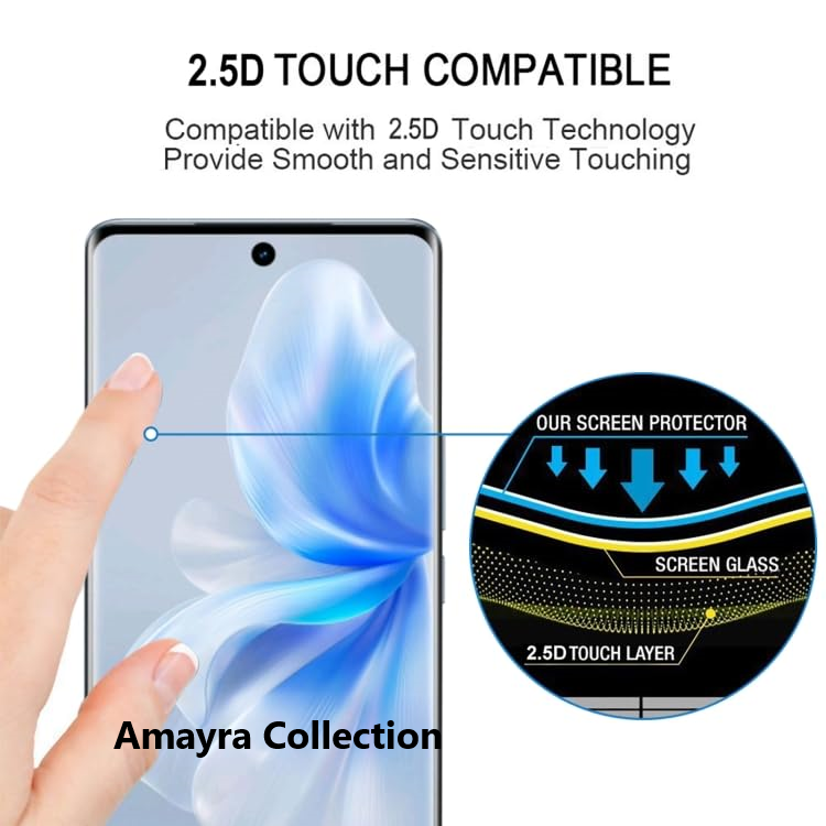 Picture of vivo V30 Pro 5G Full Glue 9D Curved Tempered Glass Screen Protector Edge to Edge Fit Protection Tempered Glass (Black)