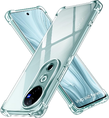 Picture of vivo V40 Pro 5G Silicone Clear Case Soft Flexible TPU Rubber Bumper Shockproof Corners Transparent Clear Back Cover