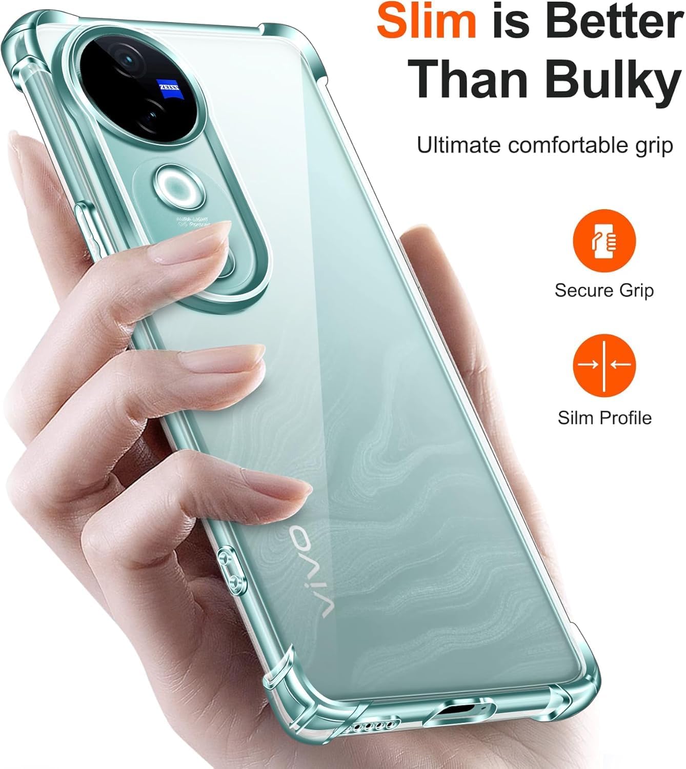 Picture of vivo V40 Pro 5G Silicone Clear Case Soft Flexible TPU Rubber Bumper Shockproof Corners Transparent Clear Back Cover