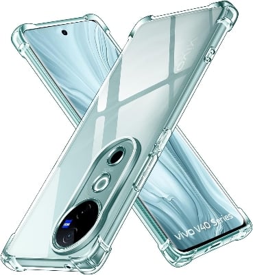 Picture of vivo V40 5G Silicone Clear Case Soft Flexible TPU Rubber Bumper Shockproof Corners Transparent Clear Back Cover