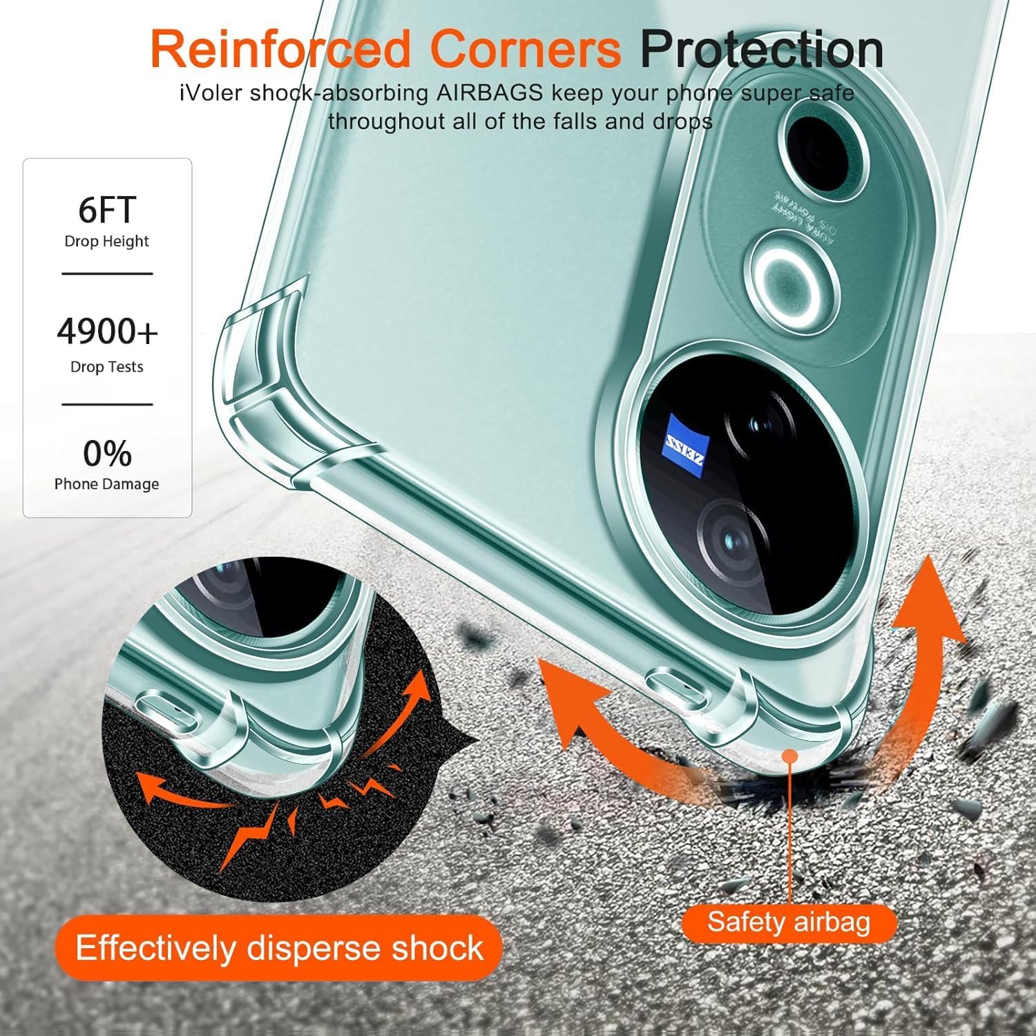 Picture of vivo V40 5G Silicone Clear Case Soft Flexible TPU Rubber Bumper Shockproof Corners Transparent Clear Back Cover