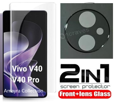 Picture of 2in1 Protector Combo Pack for vivo V40 Pro 5G (A+ GRADE) UV Glass Screen Protector + 3D Camera Protector Lens