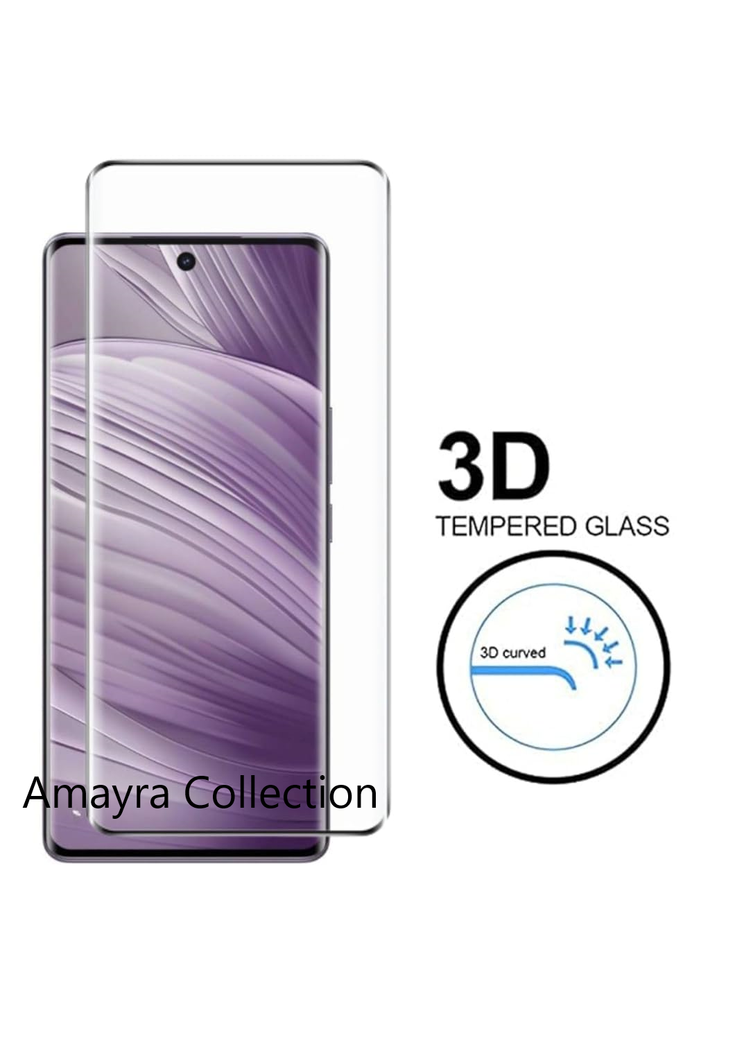 Picture of vivo V40 5G Full Glue 9D Curved Tempered Glass Screen Protector Edge to Edge Fit Protection Tempered Glass (Black)