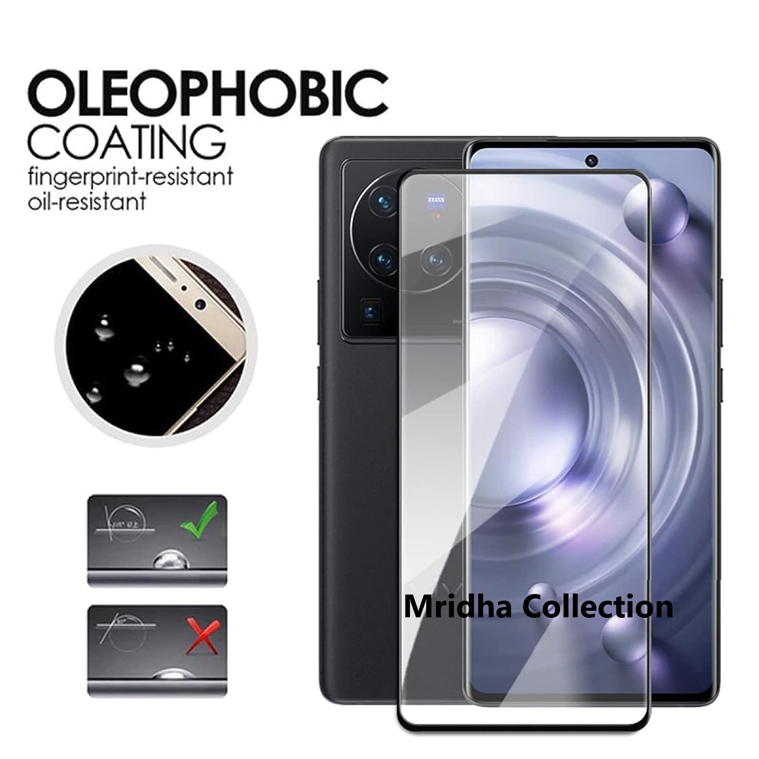 Picture of vivo X90 Pro 5G (V2242A) Full Glue 9D Curved Tempered Glass Screen Protector Edge to Edge Fit Protection Tempered Glass (Black)