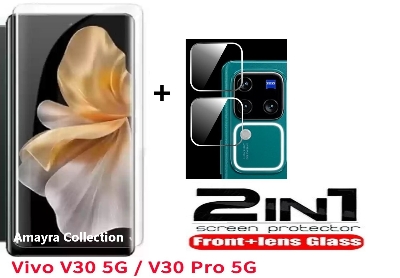 Picture of 2in1 Protector Combo Pack for vivo V30 Pro 5G (A+ GRADE) UV Glass Screen Protector + Camera Protector Lens