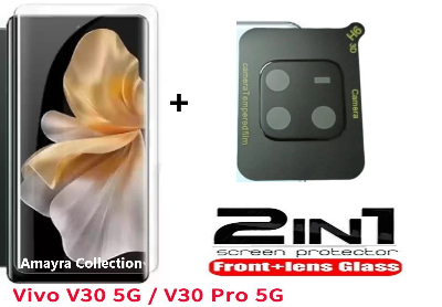 Picture of 2in1 Protector Combo Pack for vivo V30 Pro 5G (A+ GRADE) UV Glass Screen Protector + 3D Camera Protector Lens
