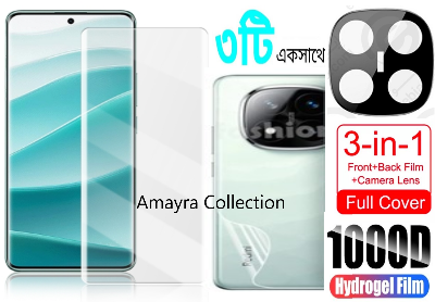 Picture of 3in1 Protector Combo Pack for Xiaomi Redmi Note 14 Pro 5G (A+ GRADE) UV Glass Screen Protector + Back Protector Film + 3D Camera Glass Protector)
