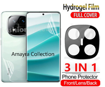 Picture of 3in1 Protector Combo Pack for Xiaomi Redmi Note 14 Pro 5G (Front Hydrogel Screen Protector Poly + Back Hydrogel Poly Protector + 3D Camera Lens Protector)