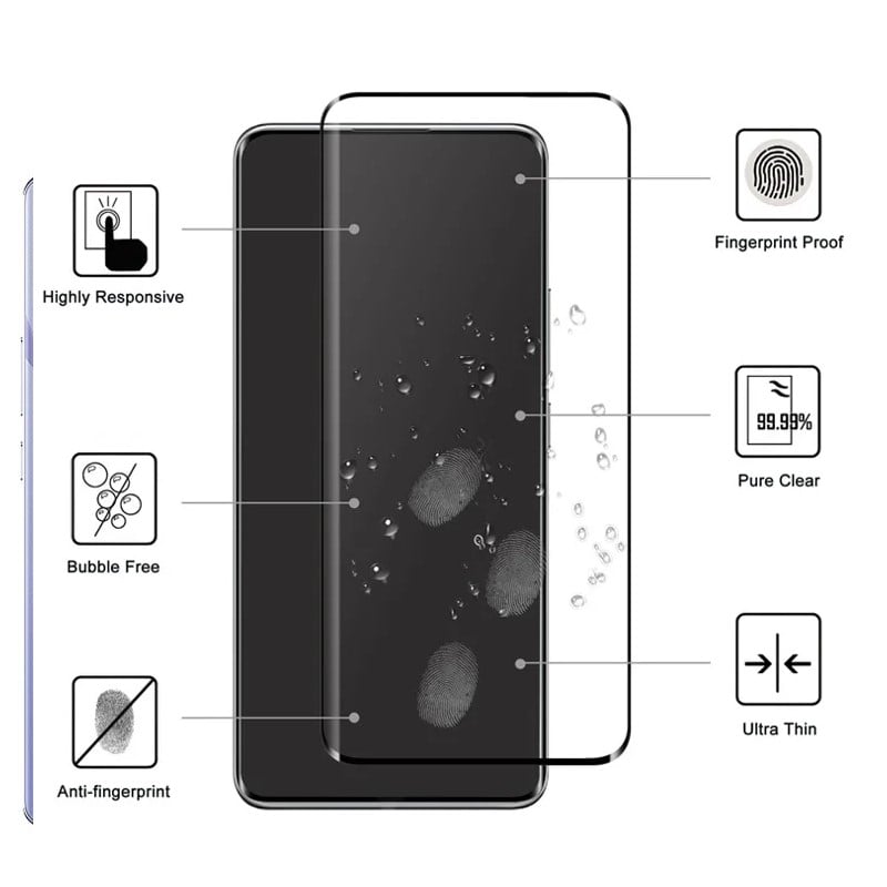 Picture of Xiaomi Redmi Note 14 Pro 5G Full Glue 9D Curved Tempered Glass Screen Protector Edge to Edge Fit Protection Tempered Glass (Black)