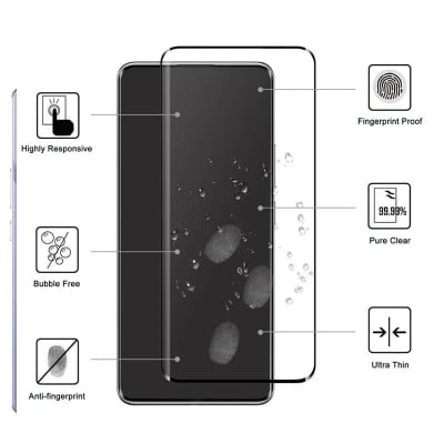 Picture of Xiaomi Redmi Note 14 Pro 5G Full Glue 9D Curved Tempered Glass Screen Protector Edge to Edge Fit Protection Tempered Glass (Black)