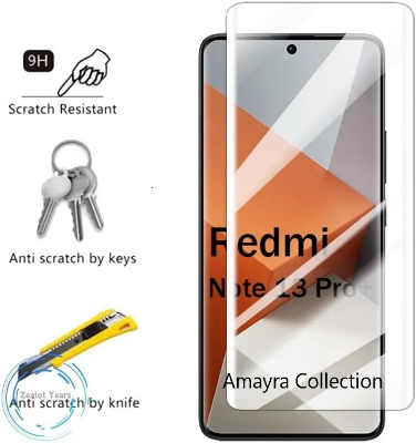 Picture of Xiaomi Redmi Note 13 Pro+ 5G / Xiaomi Redmi Note 13 Pro Plus 5G Full Glue 9D Curved Tempered Glass Screen Protector Edge to Edge Fit Protection Tempered Glass (Black)