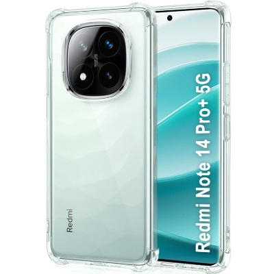 Picture of Xiaomi Redmi Note 14 Pro+ 5G / Xiaomi Redmi Note 14 Pro Plus 5G Silicone Clear Case Soft Flexible TPU Rubber Bumper Shockproof Corners Transparent Clear Back Cover
