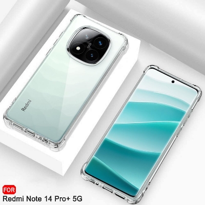 Picture of Xiaomi Redmi Note 14 Pro+ 5G / Xiaomi Redmi Note 14 Pro Plus 5G Silicone Clear Case Soft Flexible TPU Rubber Bumper Shockproof Corners Transparent Clear Back Cover