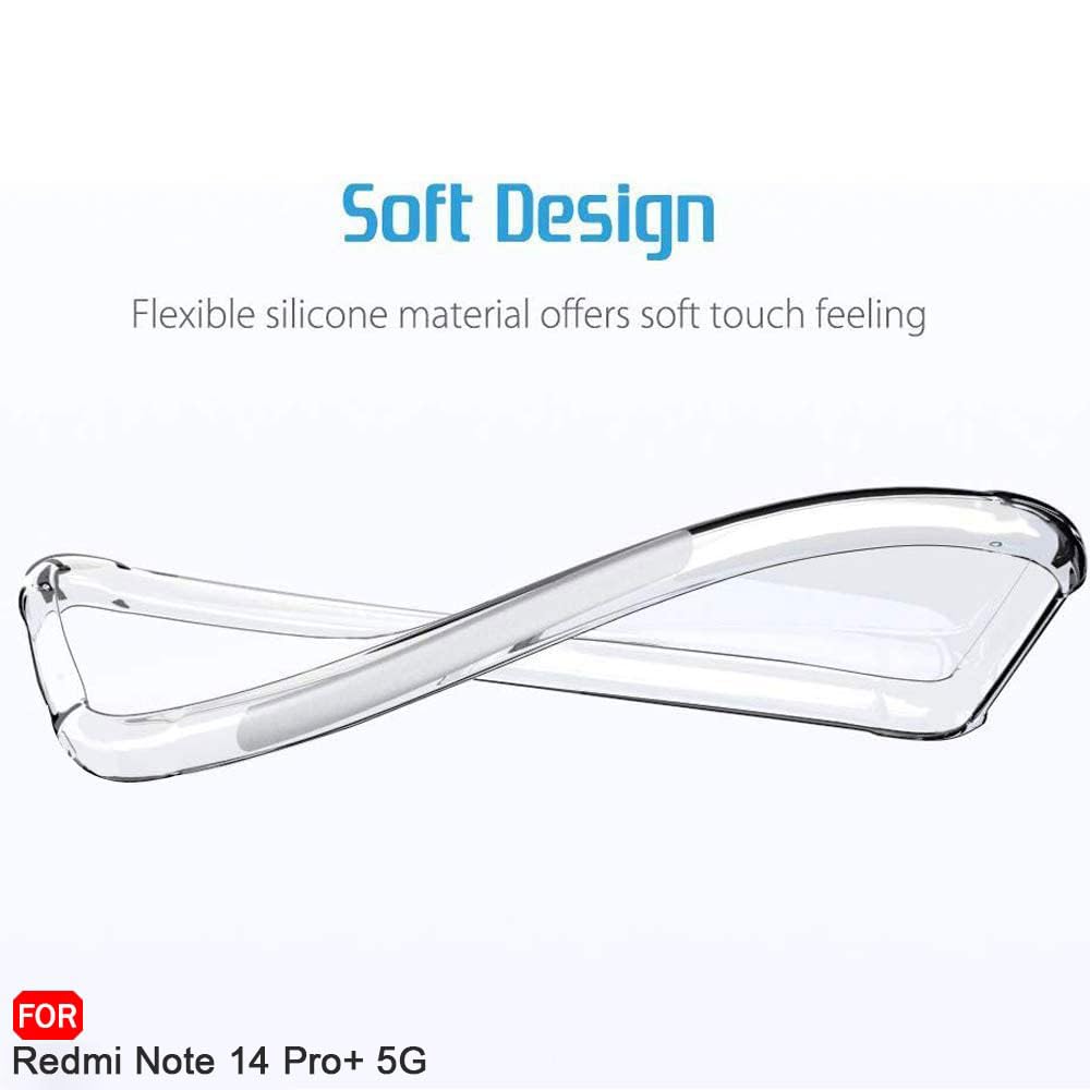 Picture of Xiaomi Redmi Note 14 Pro 5G  Silicone Clear Case Soft Flexible TPU Rubber Bumper Shockproof Corners Transparent Clear Back Cover