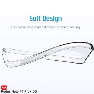 Picture of Xiaomi Redmi Note 14 Pro 5G  Silicone Clear Case Soft Flexible TPU Rubber Bumper Shockproof Corners Transparent Clear Back Cover