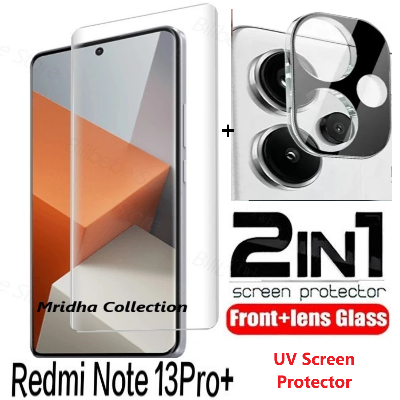 Picture of 2in1 Protector Combo Pack for Xiaomi Redmi Note 13 Pro+ 5G / Xiaomi Redmi Note 13 Pro Plus 5G (A+ GRADE) UV Glass Screen Protector + 3D Camera Protector Lens