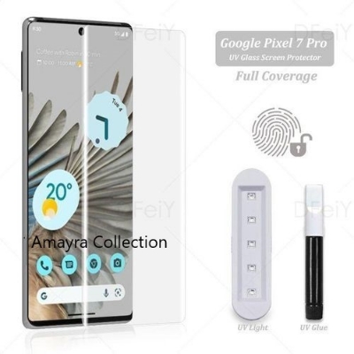 Picture of Google Pixel 6 Pro 5G (A+ GRADE) Premium UV Tempered Glass Screen Protector Curved with Liquid Glue and UV Light -Transparent Clear
