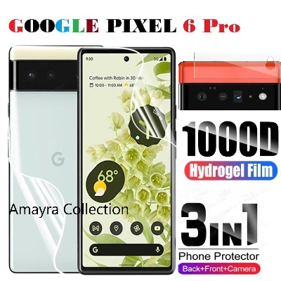 Picture of 3in1 Protector Combo Pack for Google Pixel 6 Pro 5G (Front Hydrogel Screen Protector Poly + Back Hydrogel Poly Protector + Camera Lens Protector)