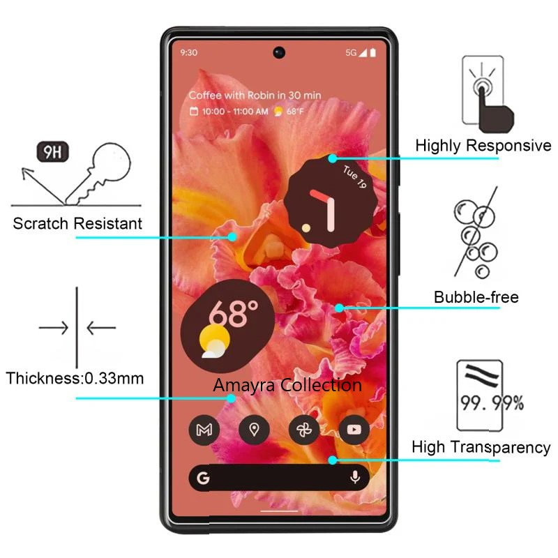 Picture of Google Pixel 6a 5G (5D 9D 11D 13D 21D) Screen Protector Tempered Glass Film 9H Hardness Full Coverage No Bubbles and Fingerprint Scratch-Resistant