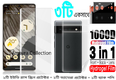 Picture of 3in1 Protector Combo Pack for Google Pixel 6 Pro 5G (A+ GRADE) UV Glass Screen Protector + Back Protector Film + 3D Camera Glass Protector)