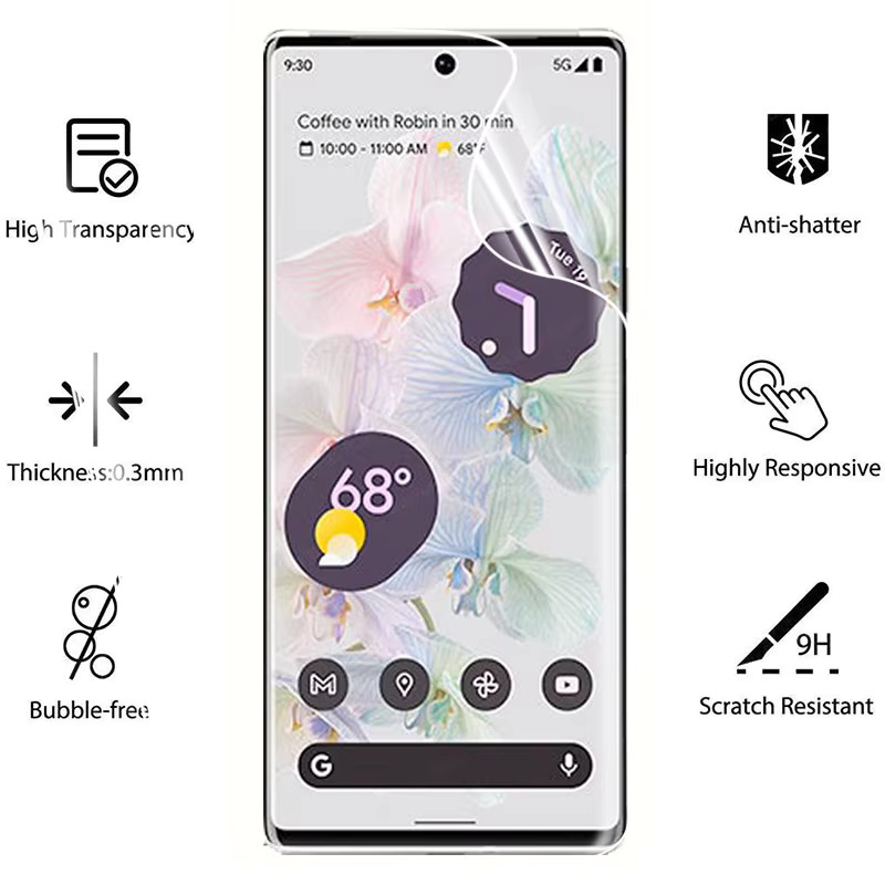 Picture of Google Pixel 6a 5G TPU Protective Film Hydrogel Front Poly Protector Screen Protector Anti-Shatter / High Definition (Front Poly)