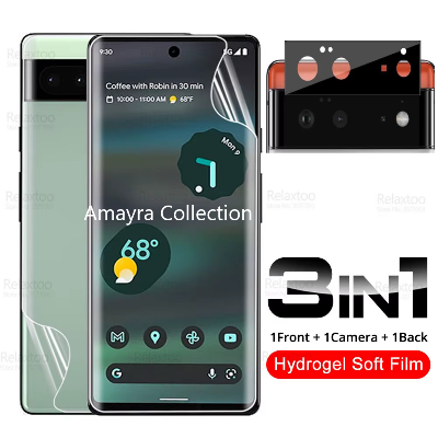 Picture of 3in1 Protector Combo Pack for Google Pixel 6 5G (Front Hydrogel Screen Protector Poly+Back Hydrogel Poly Protector+9h Camera Lens Protector)