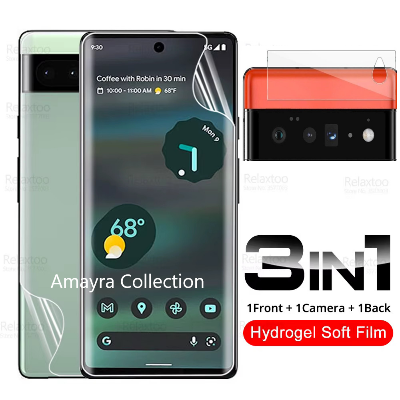 Picture of 3in1 Protector Combo Pack for Google Pixel 6 5G (Front Hydrogel Screen Protector Poly+Back Hydrogel Poly Protector+Camera Lens Protector)