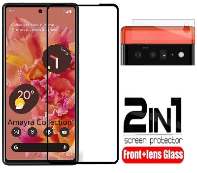 Picture of 2in1 Protector Combo Pack for Google Pixel 6a 5G (5d Full Screen Protector Glass+ Camera Lens Protector)