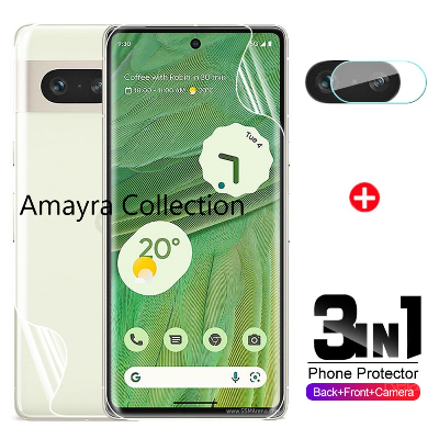 Picture of 3in1 Protector Combo Pack for Google Pixel 7a 5G (Front Hydrogel Screen Protector Poly+Back Hydrogel Poly Protector+Camera Lens Protector)