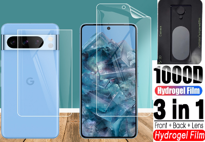 Picture of 3in1 Protector Combo Pack for Google Pixel 8 5G (Front Hydrogel Screen Protector Poly+Back Hydrogel Poly Protector+9h Camera Lens Protector)
