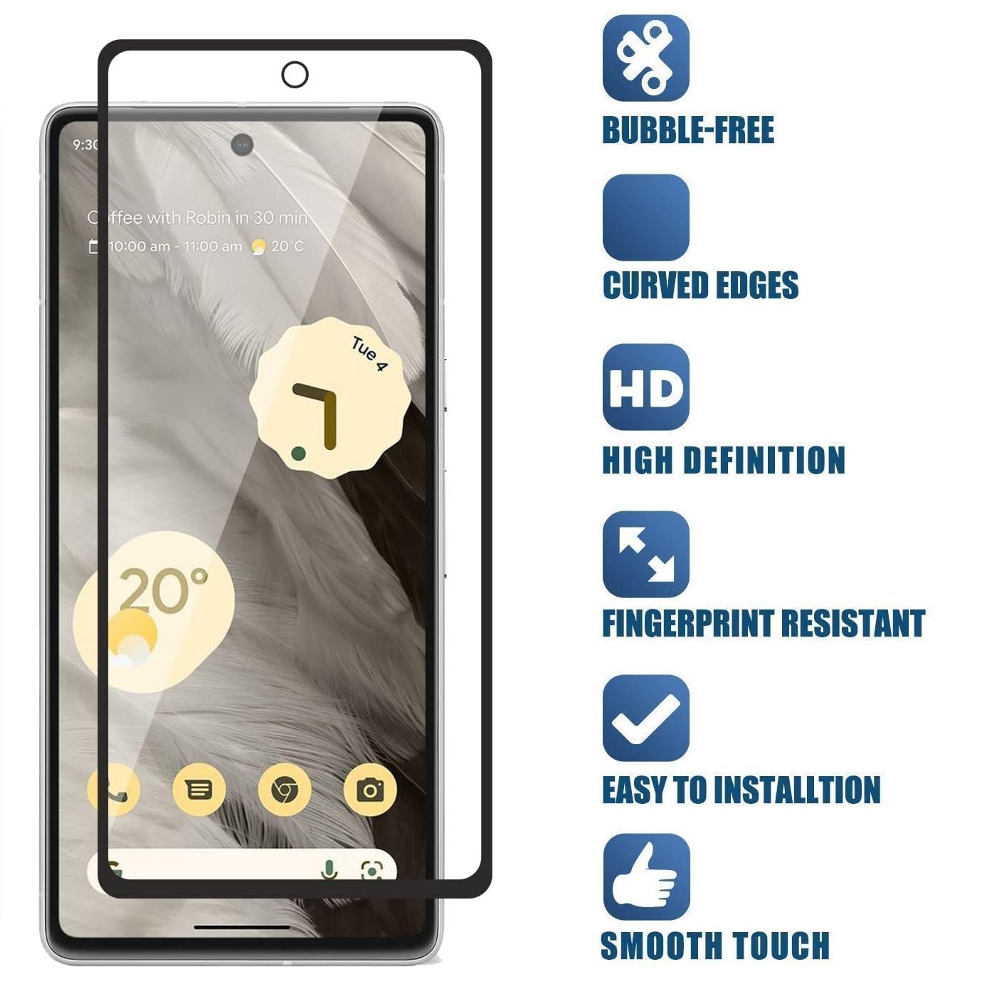 Picture of 3in1 Protector Combo Pack for Google Pixel 7a 5G (5d Full Screen Protector Glass+Back Hydrogel Protector Poly+Camera Lens Protector)