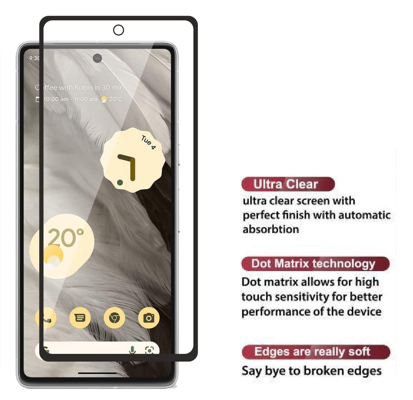 Picture of 2in1 Protector Combo Pack for Google Pixel 7a 5G (5d Full Screen Protector Glass+ Camera Lens Protector)