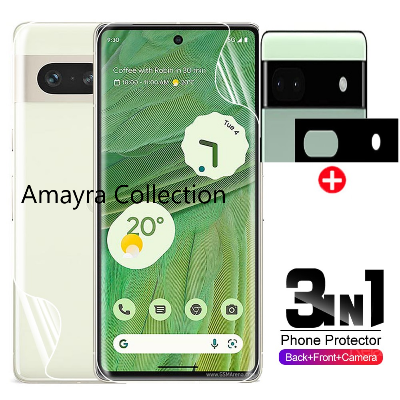 Picture of 3in1 Protector Combo Pack for Google Pixel 7 5G (Front Hydrogel Screen Protector Poly+Back Hydrogel Poly Protector+9h Camera Lens Protector)