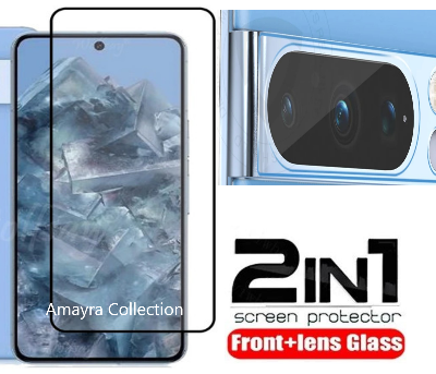 Picture of 2in1 Protector Combo Pack for Google Pixel 8 Pro 5G (Premium Full Screen Protector Glass + Camera Lens Protector)