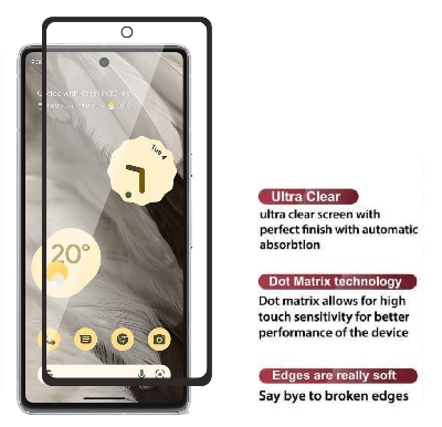 Picture of 3in1 Protector Combo Pack for Google Pixel 8a 5G (Premium Full Screen Protector Glass+Back Hydrogel Protector Poly+9h Camera Lens Protector)