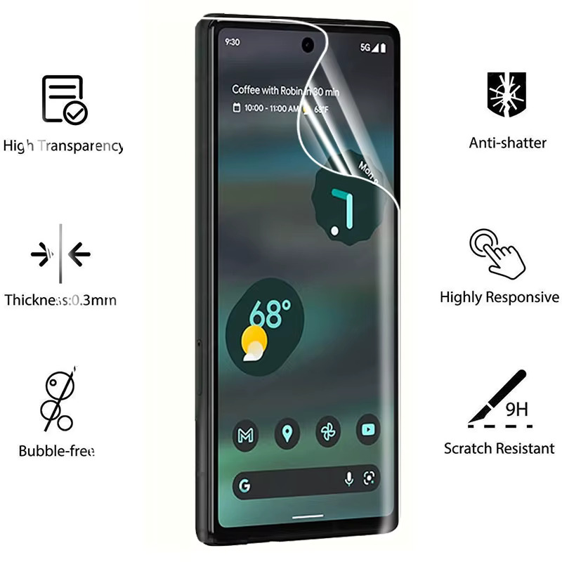 Picture of Google Pixel 8 Pro 5G TPU Protective Film Hydrogel Front Poly Protector Screen Protector Anti-Shatter / High Definition (Front Poly)