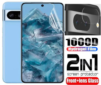 Picture of 2in1 Protector Combo Pack for Google Pixel 8a 5G (Front Hydrogel Screen Protector Poly+Camera Lens Protector)