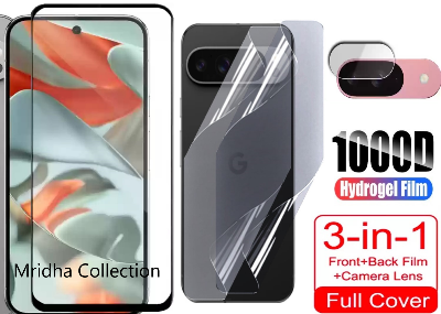Picture of 3in1 Protector Combo Pack for Google Pixel 9 5G (5d Full Screen Protector Glass+Back Hydrogel Protector Poly+9h Camera Lens Protector)