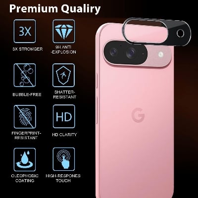Picture of Google Pixel 9a 5G Back 9H Full Camera Lens Protector Rear 9H 3Da Camera Lens Protector,Upgraded HD,Clear Scratch Resistant [With Photo Friendly Flash Cut]