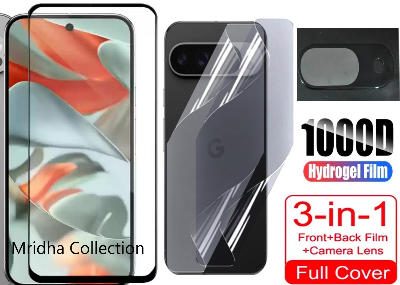 Picture of 3in1 Protector Combo Pack for Google Pixel 9 5G (5d Full Screen Protector Glass+Back Hydrogel Protector Poly+Camera Lens Protector)