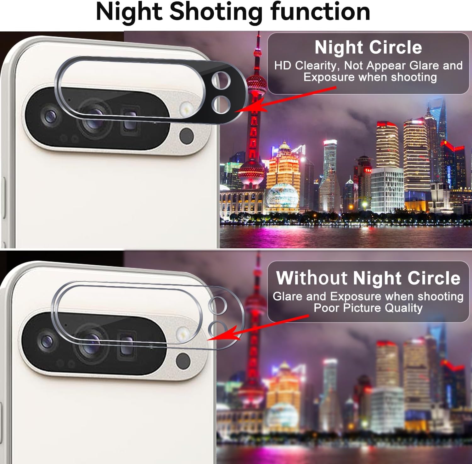 Picture of Google Pixel 9 Pro 5G Back 9H Full Camera Lens Protector Rear 9H 3Da Camera Lens Protector,Upgraded HD,Clear Scratch Resistant [With Photo Friendly Flash Cut]